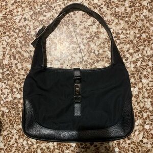 Gucci Black Nylon and Leather Jackie
